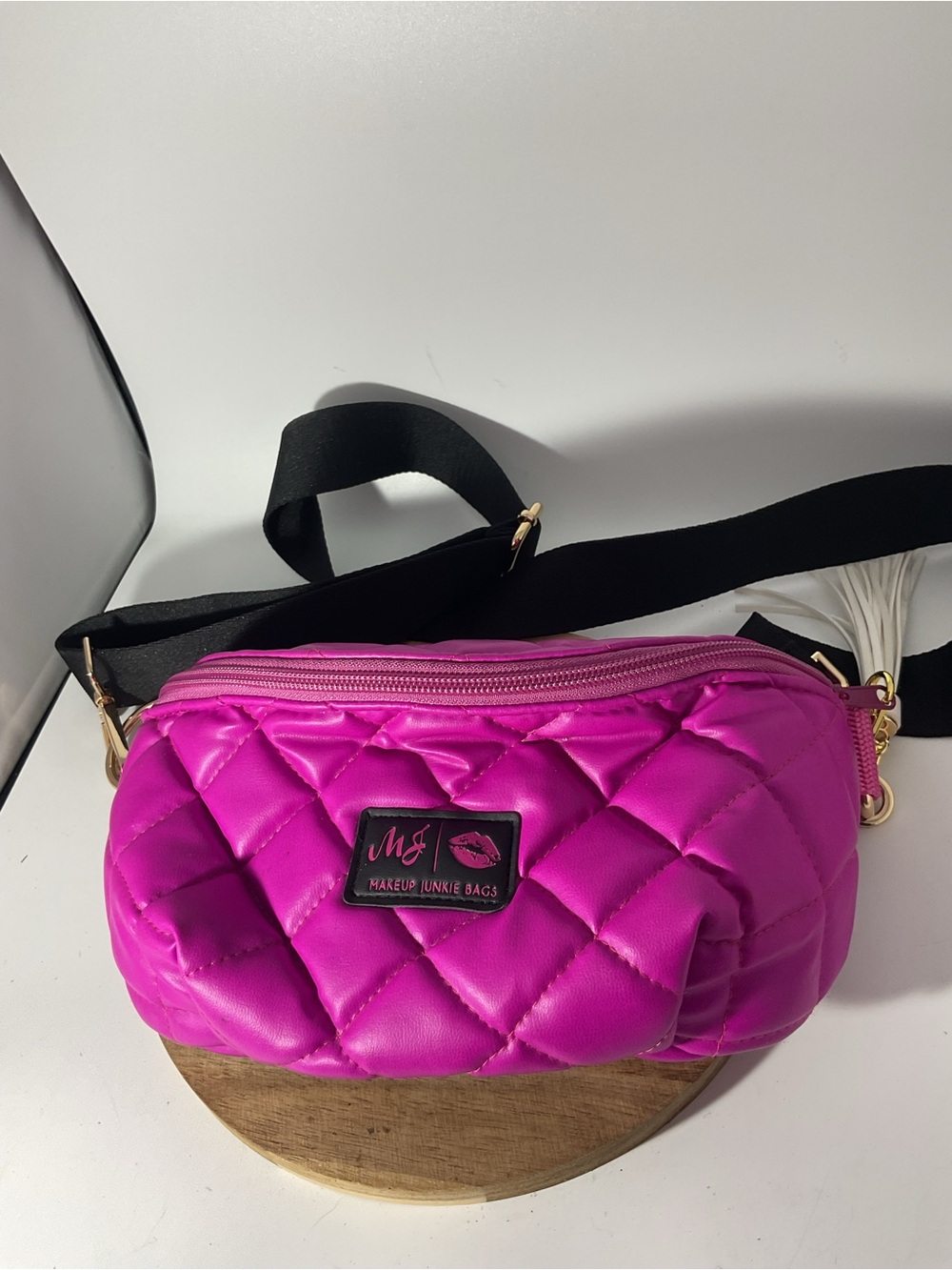 Makeup Junkie Hot Pink Quilted Fannie Pack Bag